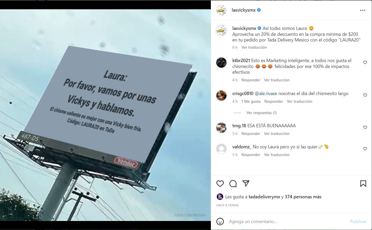 Publicación de Las Vickys en Instagram