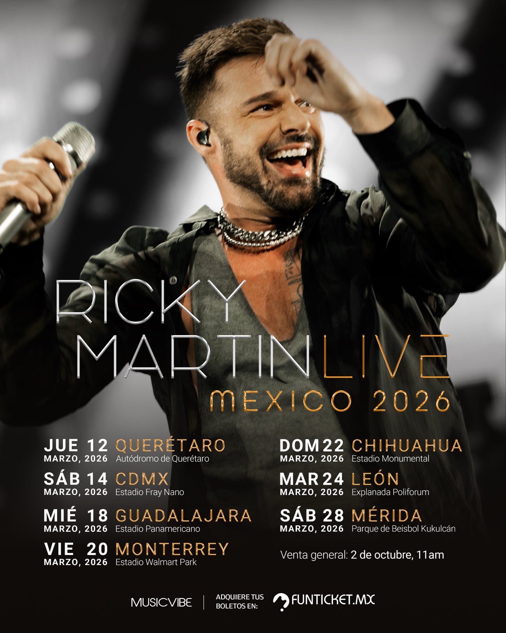 Conciertos de Ricky Martin en México 2026