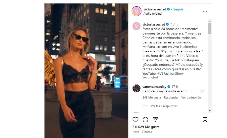 Anuncio de transmisión del Victoria Secret Show 2024