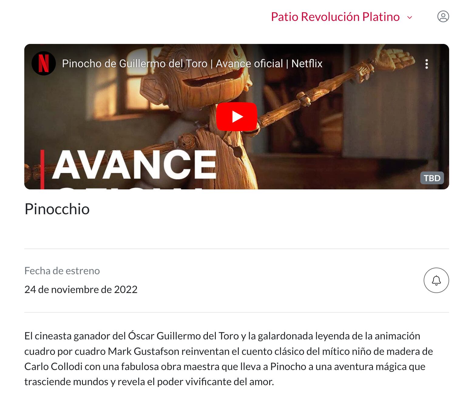 Pinocho en Cinemex