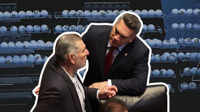 Los senadores Adán Augusto López y Alejandro Moreno en sesión ordinaria del pleno de la Cámara de Senadores