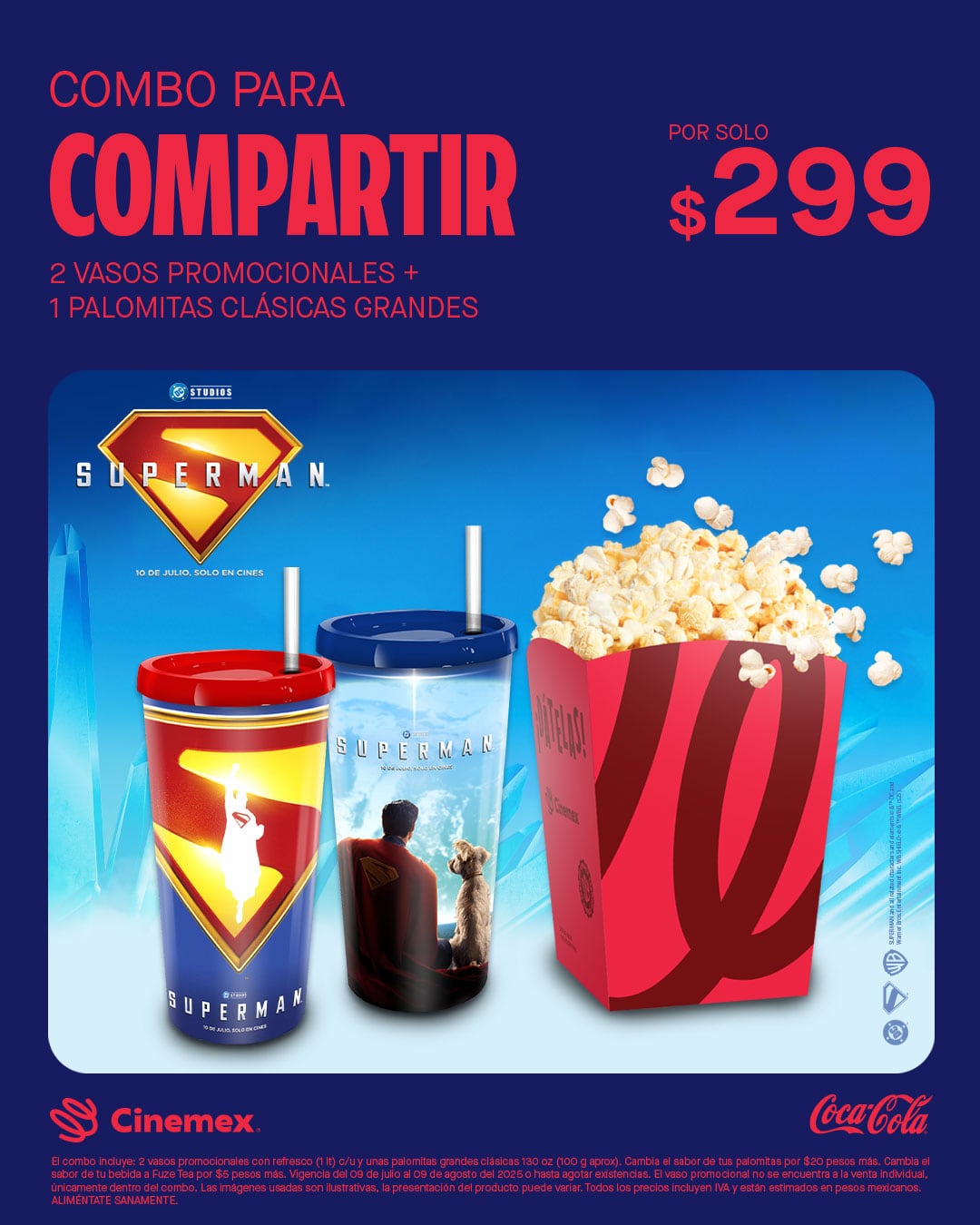 Combo para compartir de Superman en Cinemex