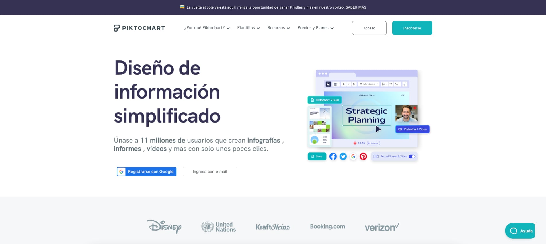 Página principal de Piktochart