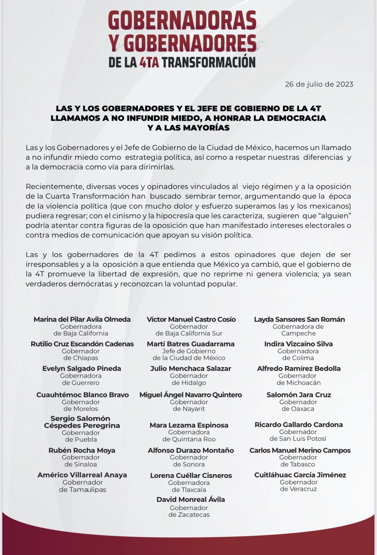 Misiva de Morena sobre 'ataque' a Xóchitl Gálvez