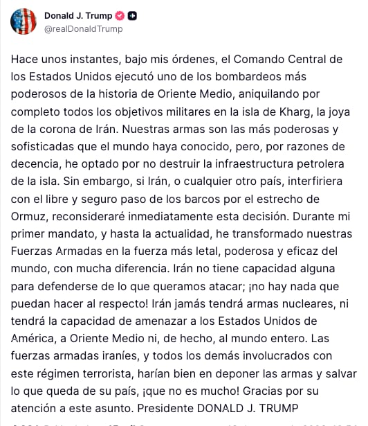 Trump confirma nuevo bombardeo contra Irán