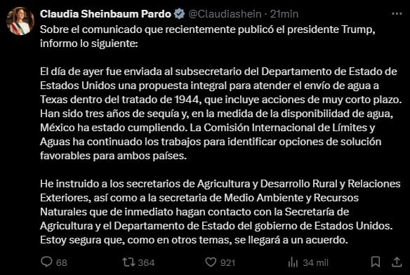 Claudia Sheinbaum responde a Donald Trump.