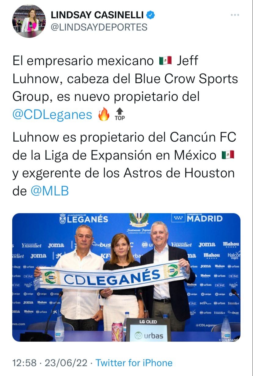 Jeff Lunhow compró a su segundo equipo de futbol profesional, el CD Leganés.