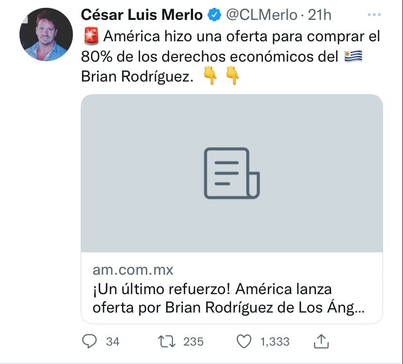 América habría hecho una oferta formal por Brian Rodríguez al LAFC.