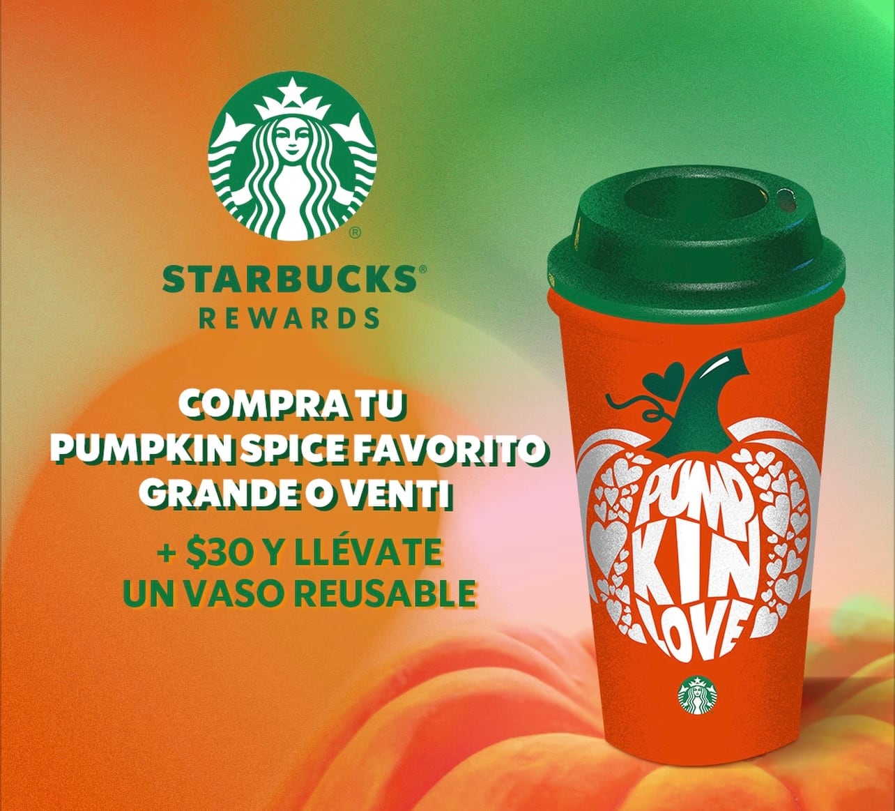 Vaso Pumpkin Love reutilizable