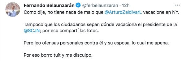 Tuit de Fernando Belaunzarán