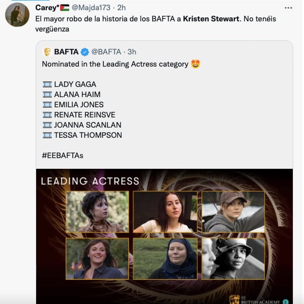 Kristen Stewart vuelve a ser tendencia ahora tras no haber sido nominada a los BAFTA 2022