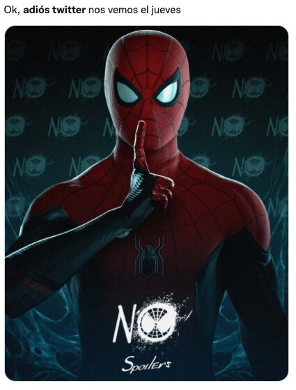 Memes de usuarios despidiéndose de Twitter para no ver spoilers de 'Spider-Man: No Way Home'