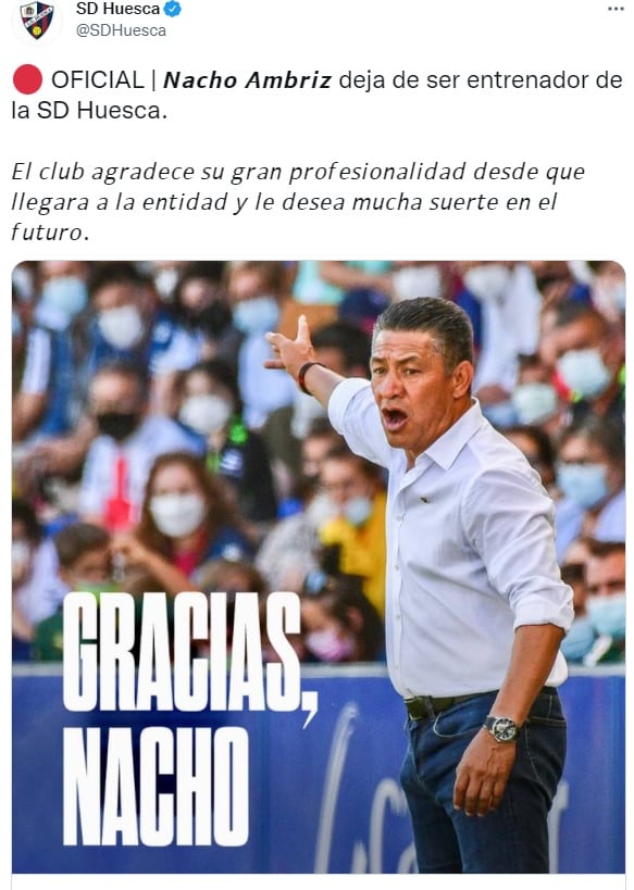 Ignacio Ambriz sale del SD Huesca