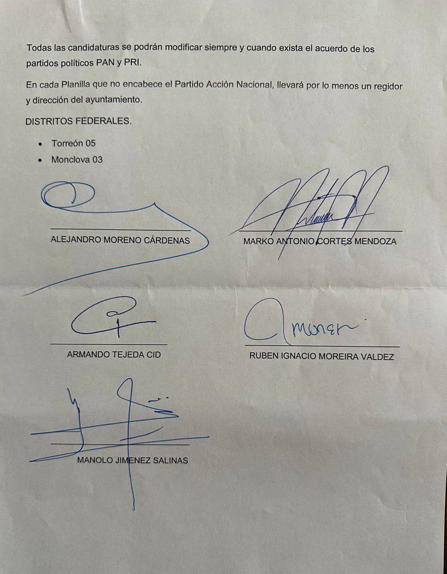 Este es el acuerdo entre el PRI y el PAN que exhibió Marko Cortés