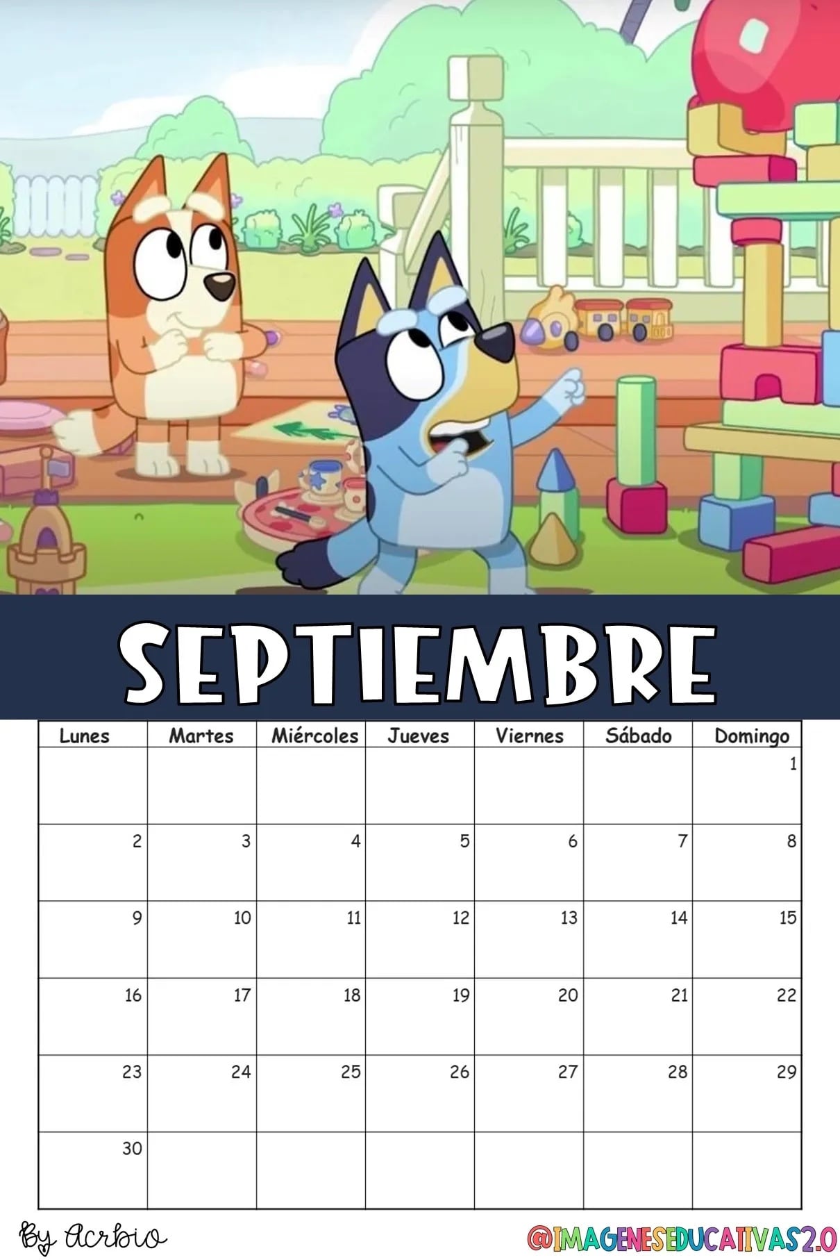 Calendario de Bluey 2024: Plantilla para editar e imprimir