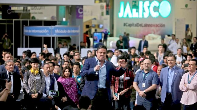 Aristóteles Sandoval Díaz, gobernador de Jalisco, durante el Campus Party 2017.