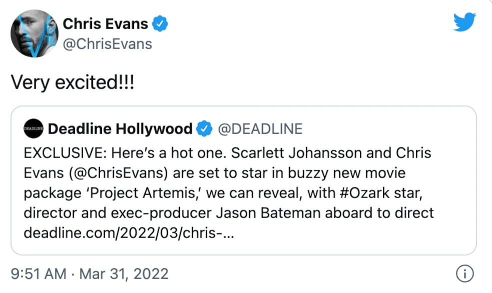 Chris Evans sobre su película con Scarlett Johansson