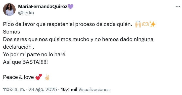 Ferka pide que ya no le pregunten sobre su ruptura
