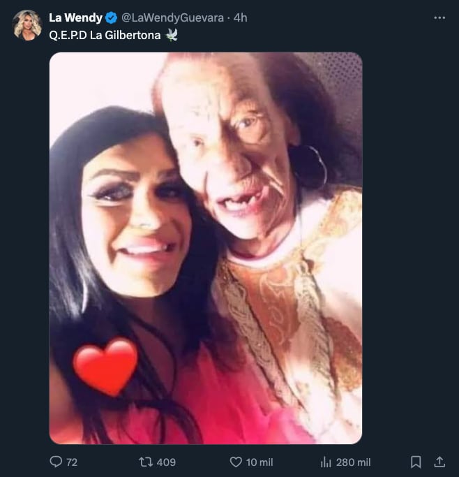 Wendy Guevara se despide de La Gilbertona tras su muerte