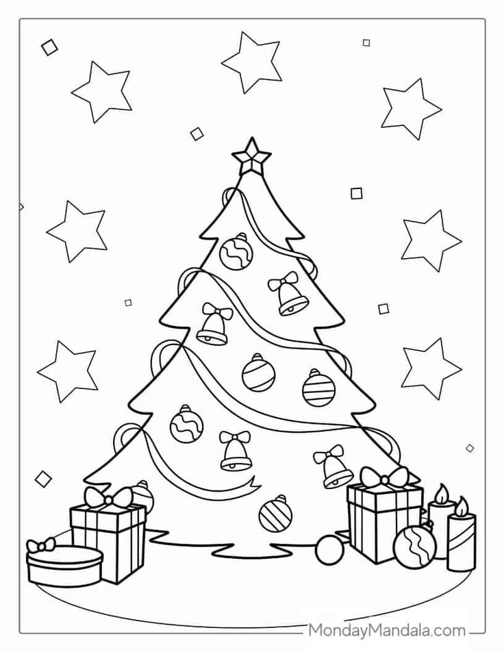 Dibujos de árbol de Navidad para colorear