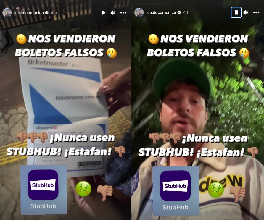 Estafan a Luisito Comunica con boletos falsos; los compró en reventa a través de una página de internet.