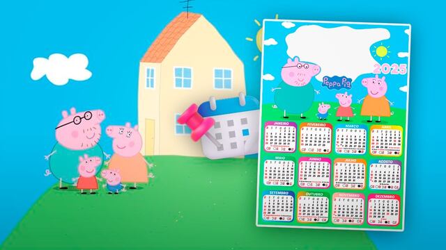 5 plantillas de Peppa Pig de calendario 2025 para imprimir