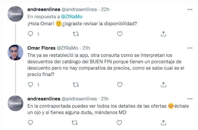 Usuarios de Twitter se quejan del servicio de Andrea en el Buen Fin 2021/ @ZfRaMo