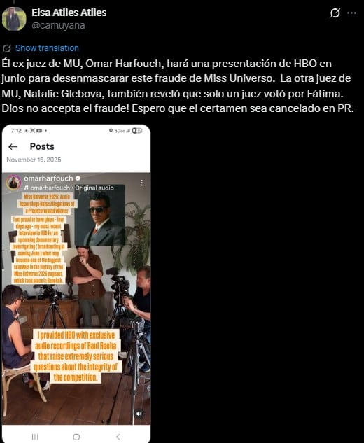 Miss Universo 2025: Omar Harfouch asegura tener pruebas de fraude