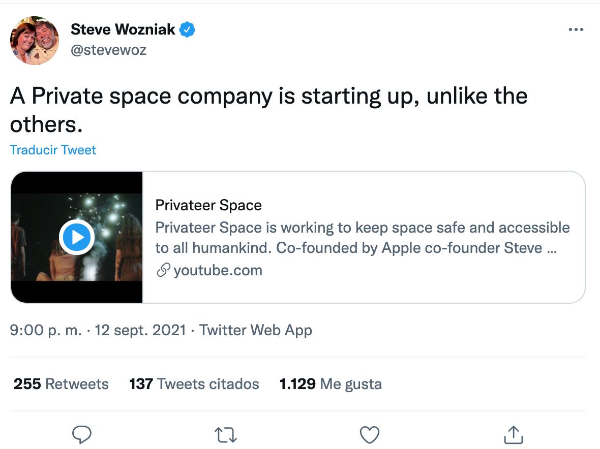 Steve Wozniak anuncia su nueva empresa espacial, Privatee Space