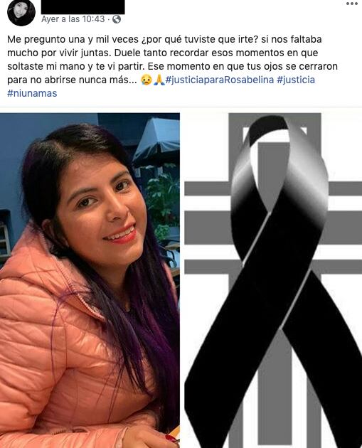Hermana de Rosabelina confirma feminicidio.