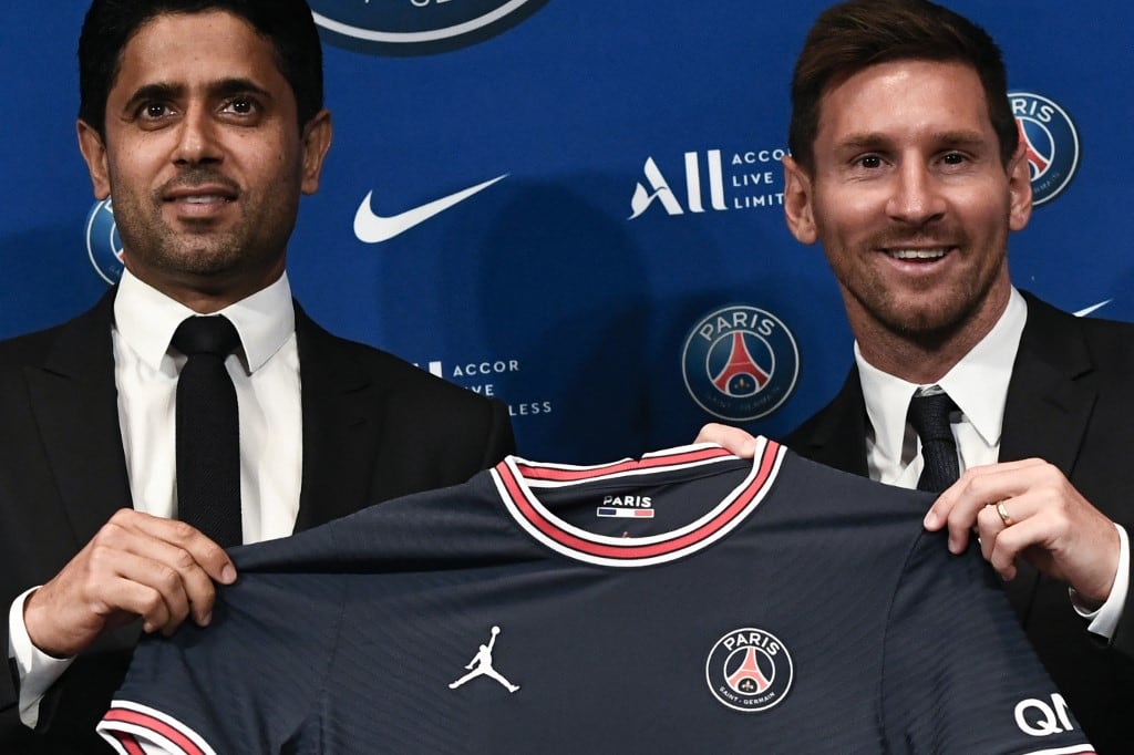 Nasser Al-Khelaifi y Lionel Messi
