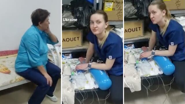 Captura de video de refugio antibombas para proteger bebés recién nacidos en Ucrania