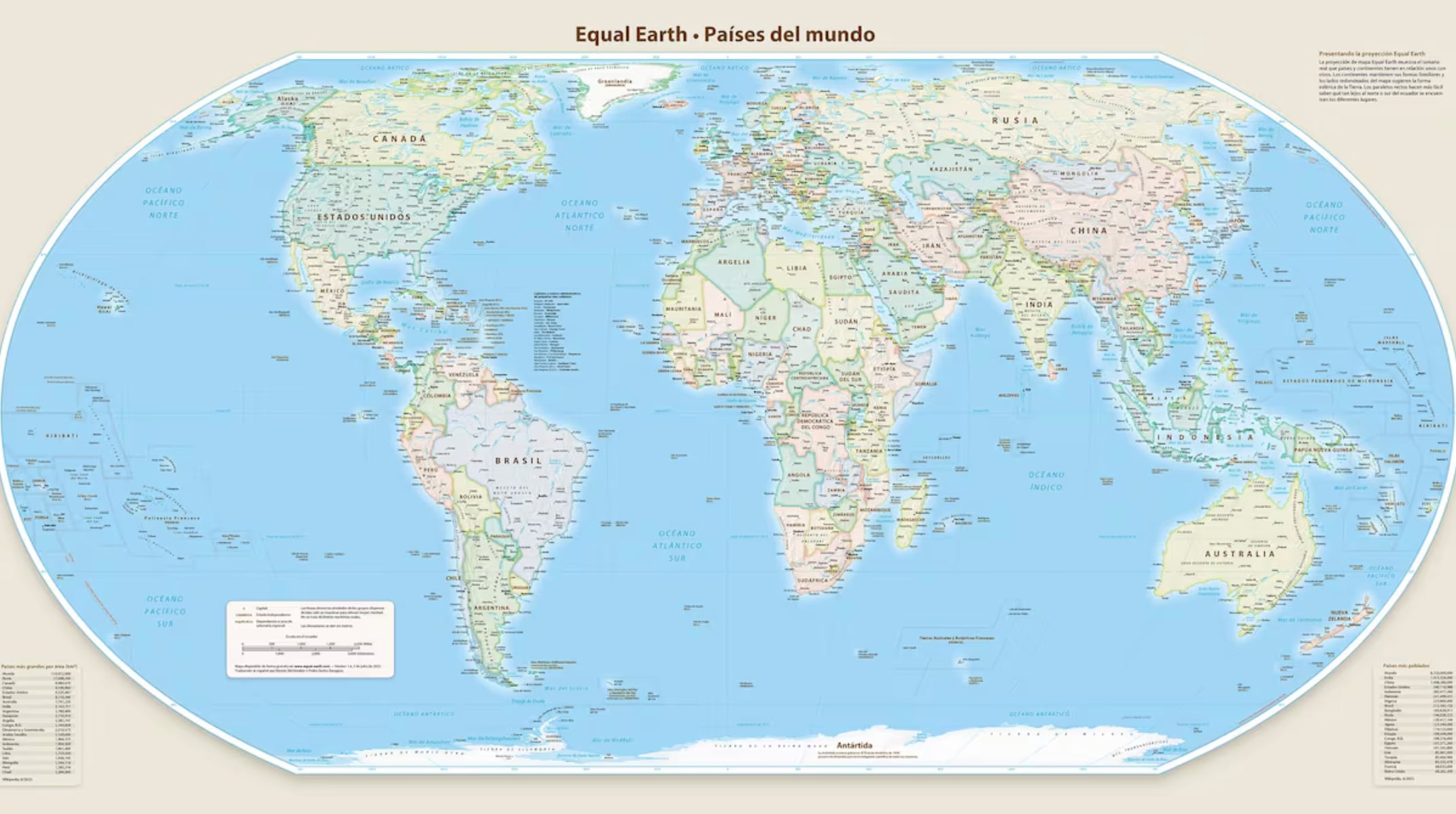 La proyección Equal Earth del mundo