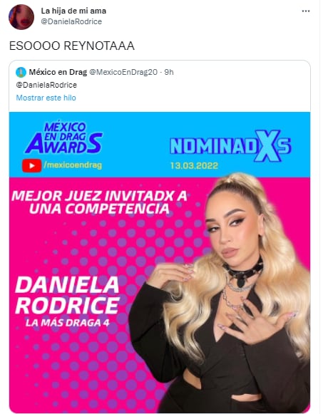 Daniela Rodrice recibe nominación por "La Más Draga"