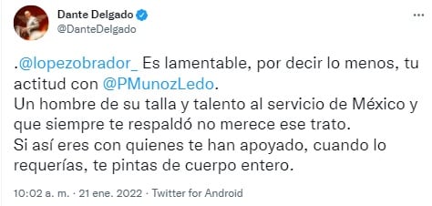 Tuit de Dante Delgado