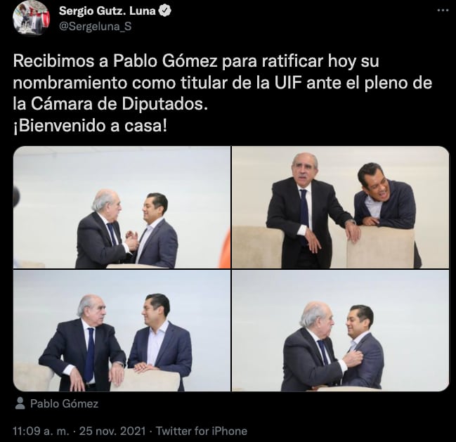 Cámara de Diputados ratifica a Pablo Gómez como titular de la UIF
