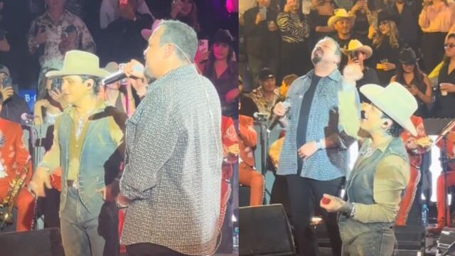 Pepe Aguilar y Christian Nodal cantan juntos en San Juan del Río, Querétaro.