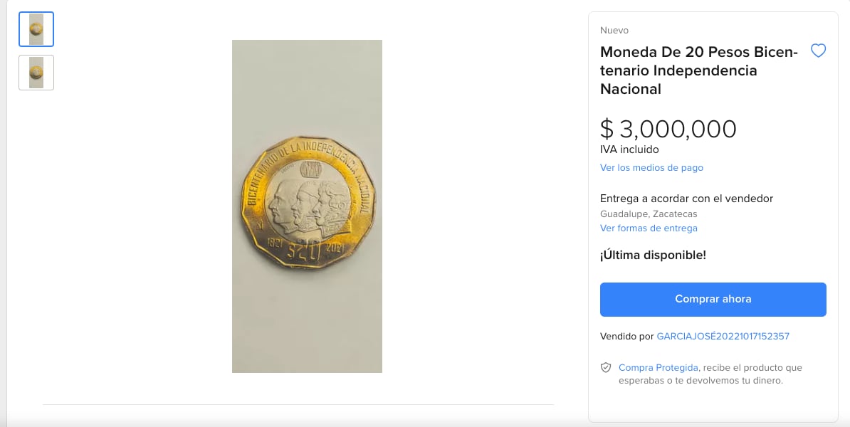 Monedas de 20 pesos que venden en millones