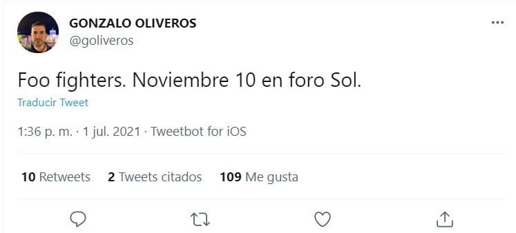 Publicación de Twitter