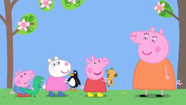 Peppa Pig por el Día del Picnic con un Oso de Peluche
