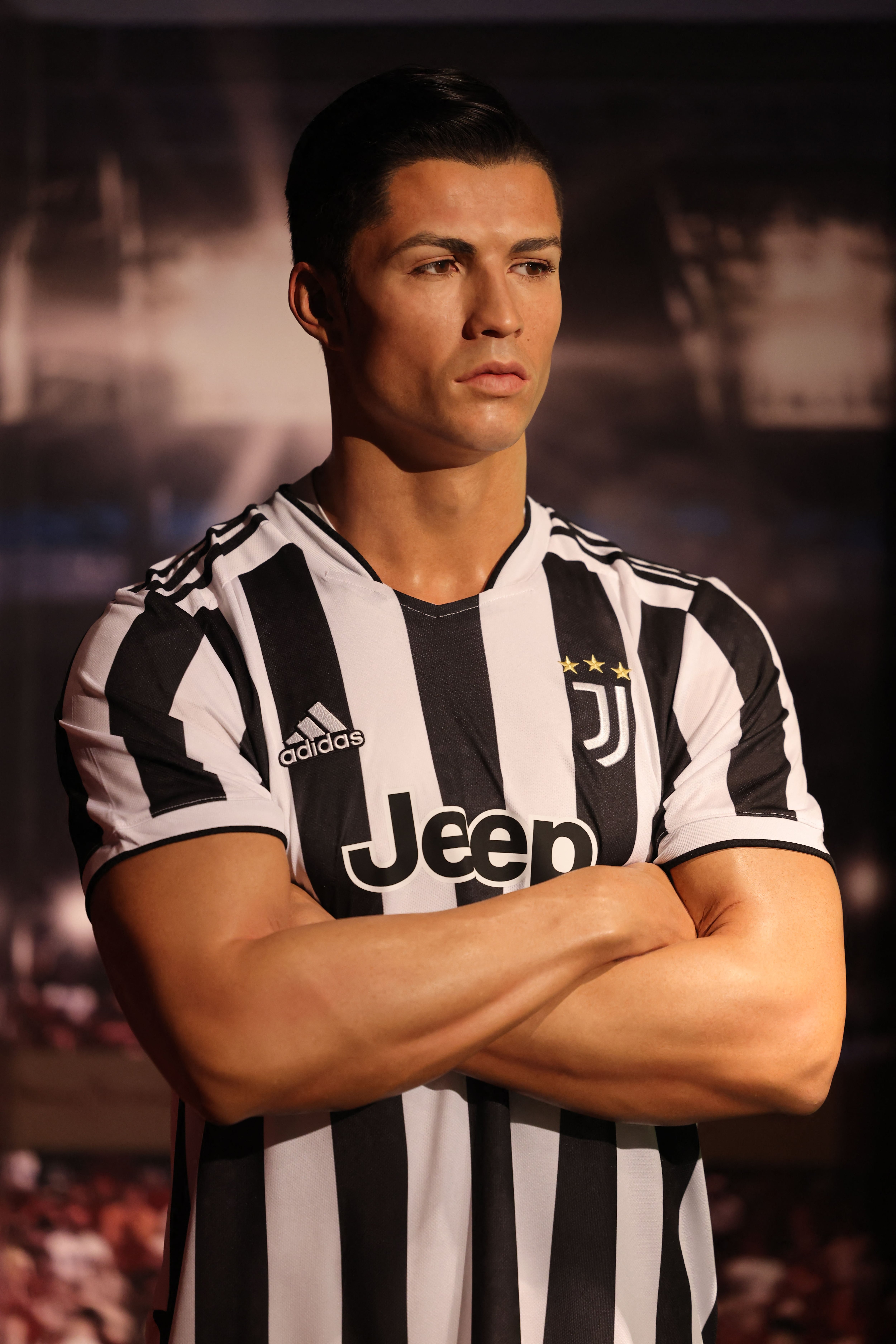 Figura de cera de Cristiano Ronaldo con la camiseta del Juventus