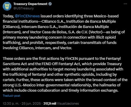 Estados Unidos señala a Intercam Banco por lavado de dinero.