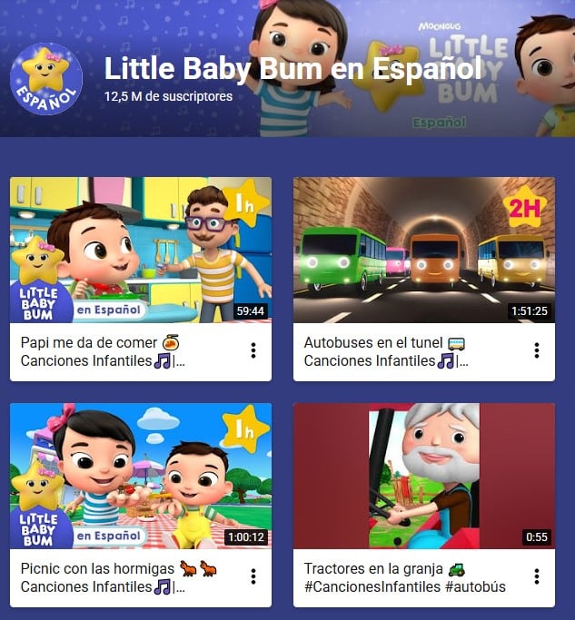 Canales más vistos de YouTube Kids en español