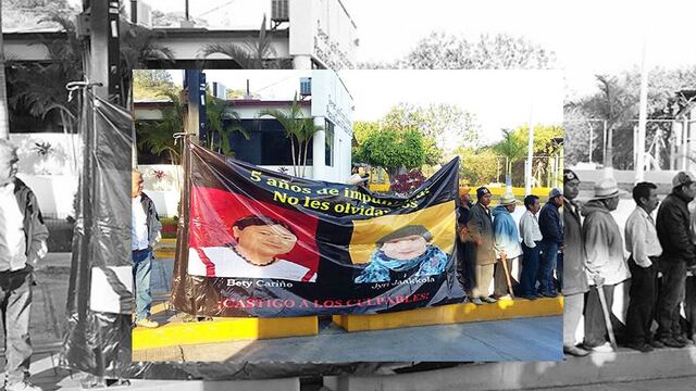Manifestantes del MAIZ protestan en la caseta de Huitzo