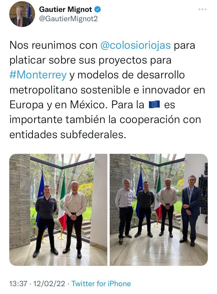 Reunión entre Luis Donaldo Colosio y el embajador de la Unión Europea en México