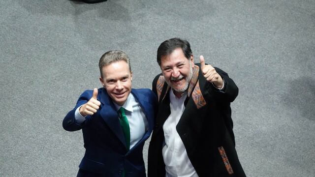 Manuel Velasco, coordinador del Partido Verde Ecologista de México, y Gerardo Fernández Noroña, presidente de la mesa directiva de la Cámara de Senadores