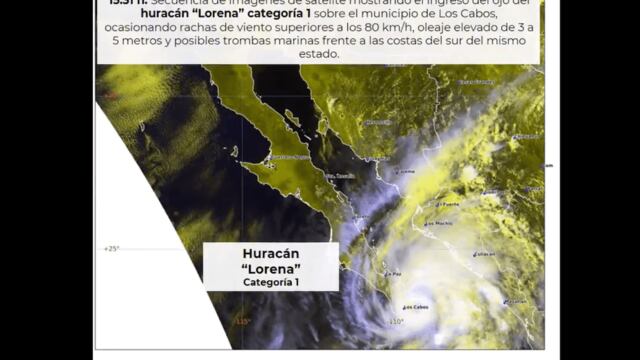 El huracán 'Lorena' ingresó a la zona de las costas del municipio de Los Cabos.