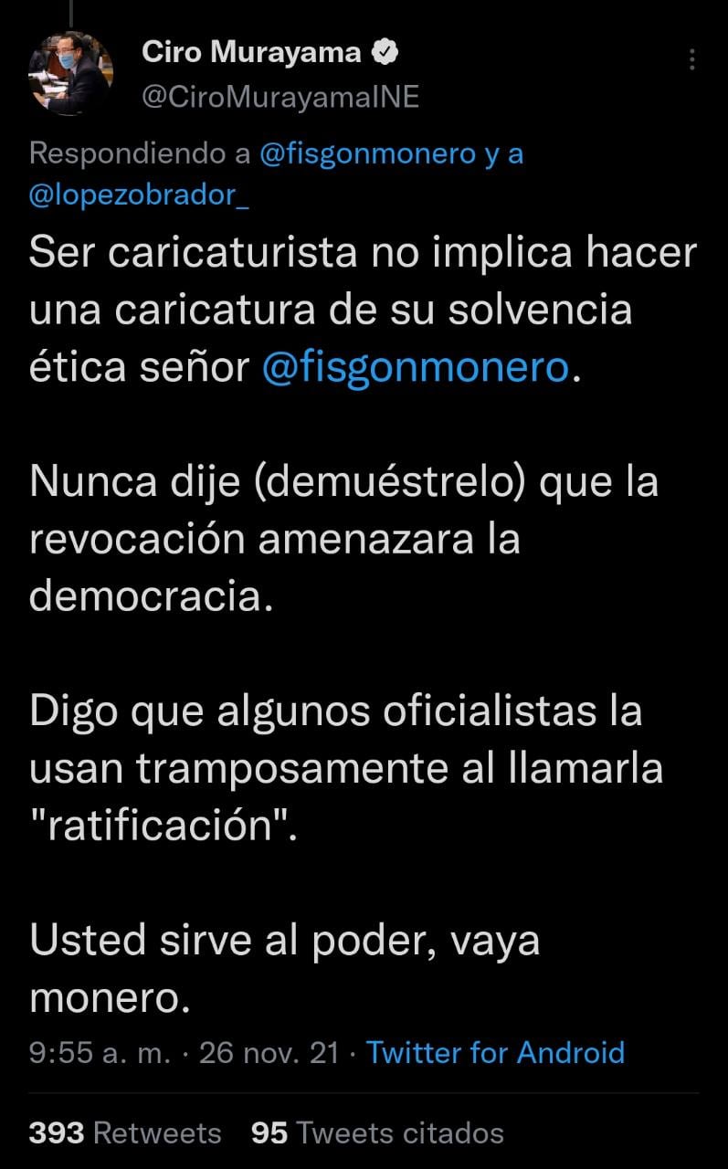 Ciro Murayama responde a El Fisgón: “Usted sirve al poder, vaya monero”