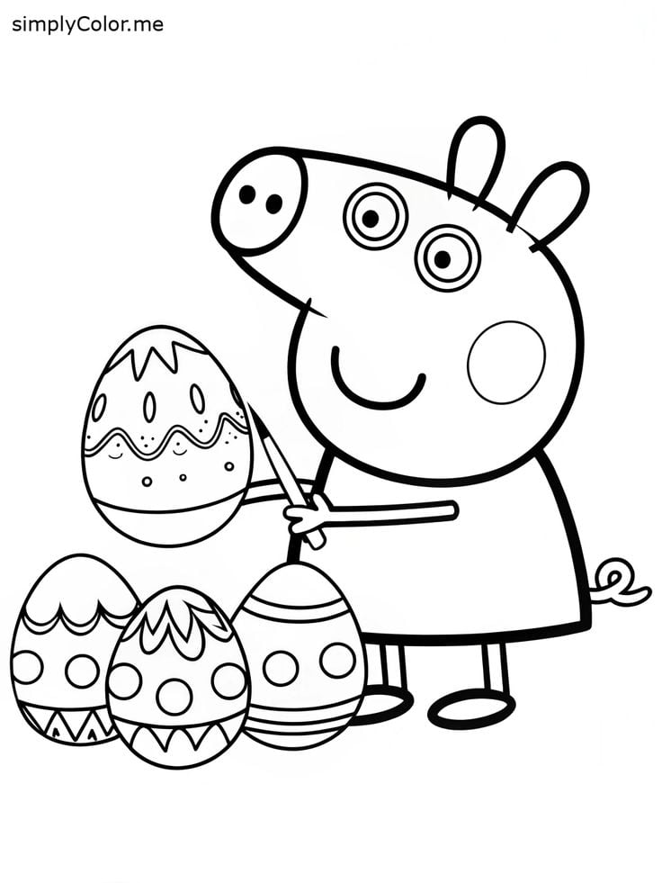 Dibujos de Peppa Pig de Pascua para colorear antes de Semana Santa