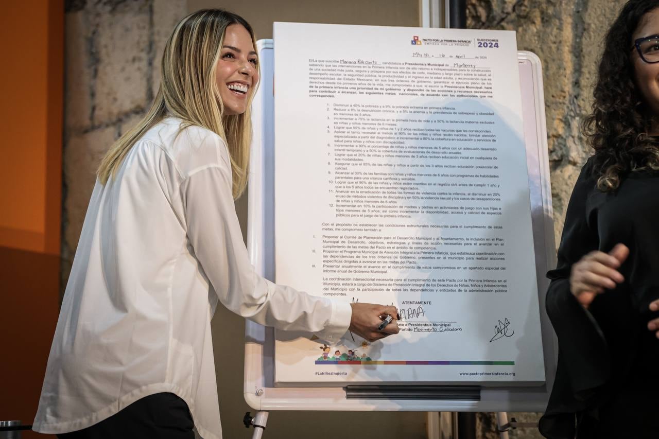 Mariana Rodríguez pacta trabajo por la Primera Infancia